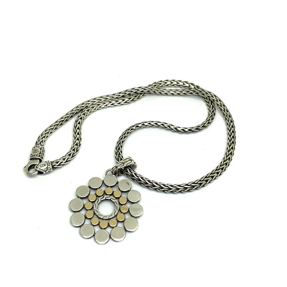 John Hardy Sterling Silver 18K Yellow Gold Dot Enhancer  John Hardy 18k Yellow Gold Sterling Silver Dot Pendant And Necklace Woven Chain